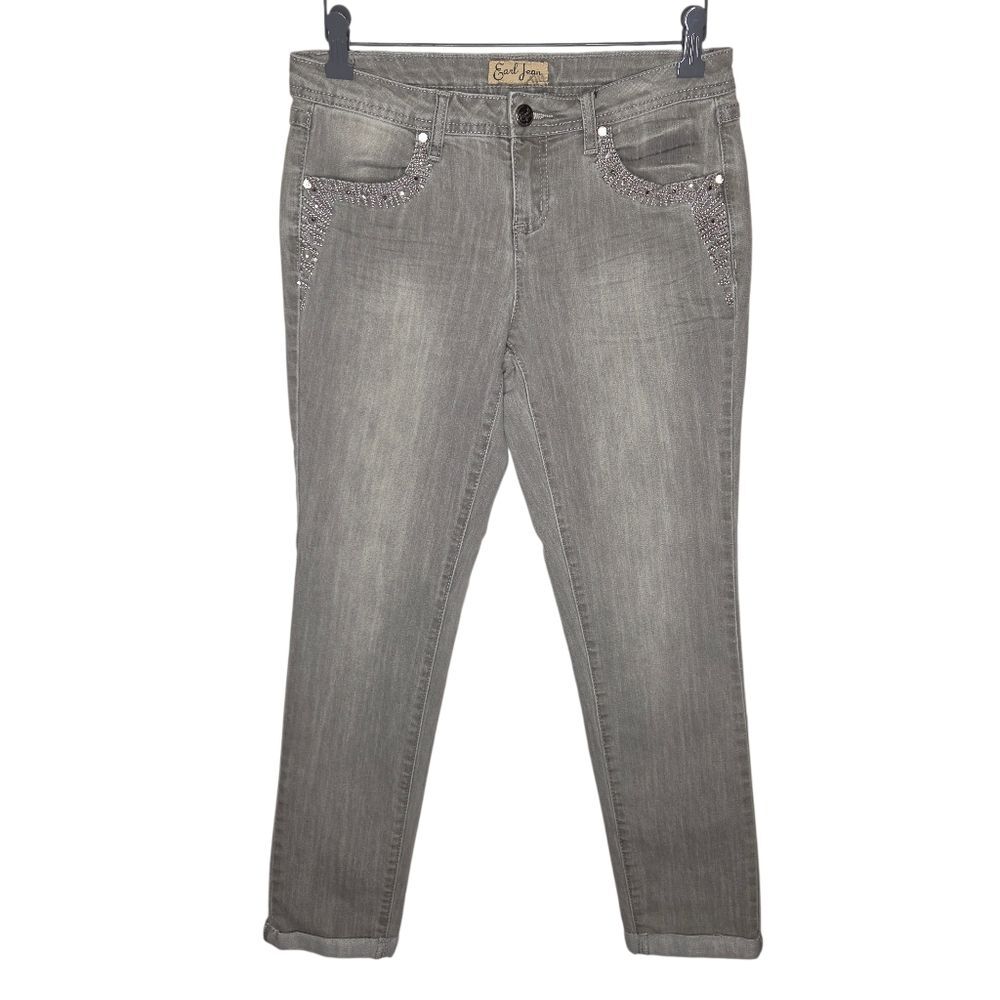 Earl Jeans Skinny Ankle Mid-rise Bling Pocket Gray Denim Jeans Size 6P